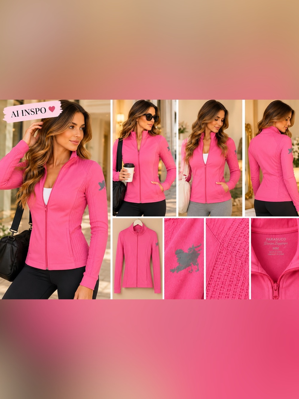 Parasuco Denim Legena Pink Zip-Up Jacket | Fitted Stretch | Size M